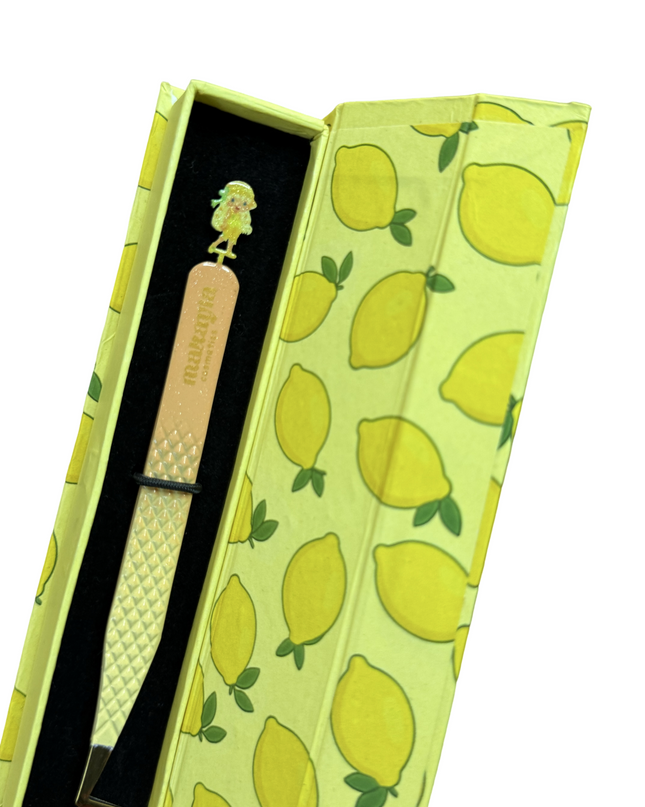 🍋 Lemon Meringue  FIBER TIP Tweezers + Luxury Box – Strawberry Shortcake Collection